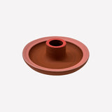 Pink and red candle holder made by Potterbee in Nelson, Aotearoa