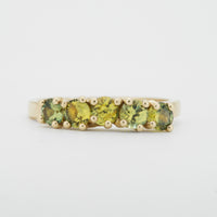 Yellow sapphire five stone ring by Zoe McBride of Auckland, New Zealand
