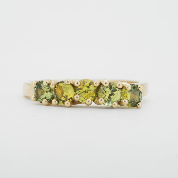 Yellow sapphire five stone ring by Zoe McBride of Auckland, New Zealand