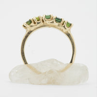 Green sapphire five stone ring by Zoe McBride of Auckland, New Zealand