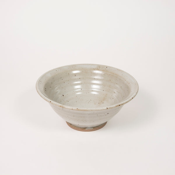Lipped bowl by Driving Creek Pottery made in the Coromandel, Aotearoa, two colours