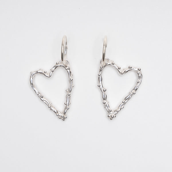 Heart earrings by Bebe Mae made in Dunedin, Aotearoa