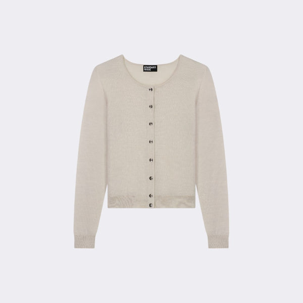 Merino crop crew cardi by Standard Issue made in Auckland, New Zealand, three colours