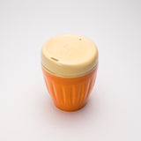 Orange Deksel reusable coffee cup in two sizes, made in Lyttelton, New Zealand