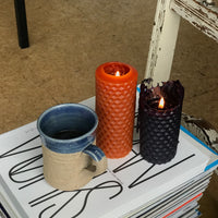 Pure beeswax pillar candle in nine colours made in Waipara, Aotearoa