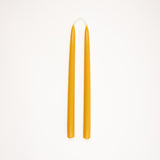 Pure beeswax taper candle pair made in Raglan, Aotearoa, two colours