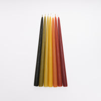 Beeswax taper candle by Studio Star made in Amberley, Aotearoa, seven colours