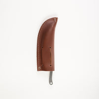 Leather sheath for folding knife made by Svord in Waiuku, Aotearoa