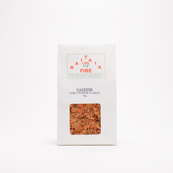 Cayenne chili pepper flakes by Kaitaia Fire made in Aotearoa