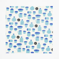 Reusable beeswax food wrap, blue vessels pattern