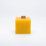 Beeswax cube candle with wooden wick made in Greytown, Aotearoa